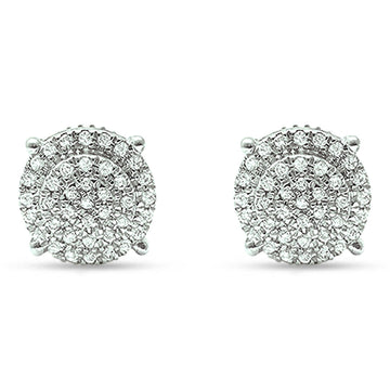 Solid 14K White Gold 7.5mm Round Diamond Cluster Stud Earrings Wholesale